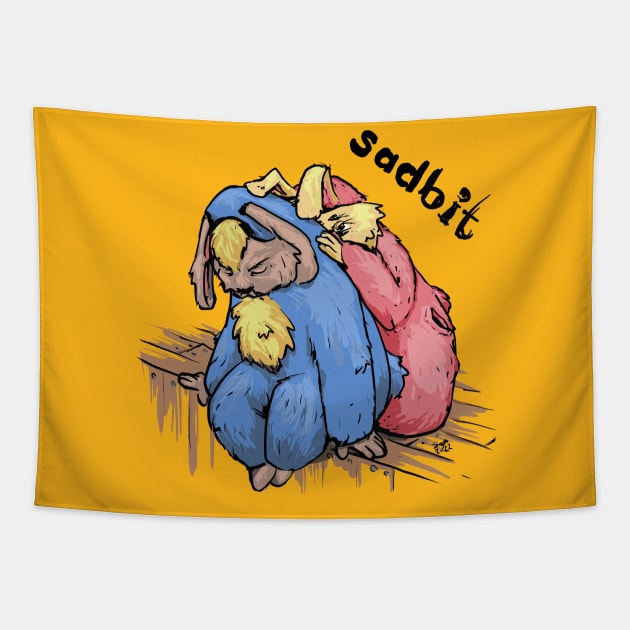 Sadness rabbit Tapestry by Shaggy_Nik