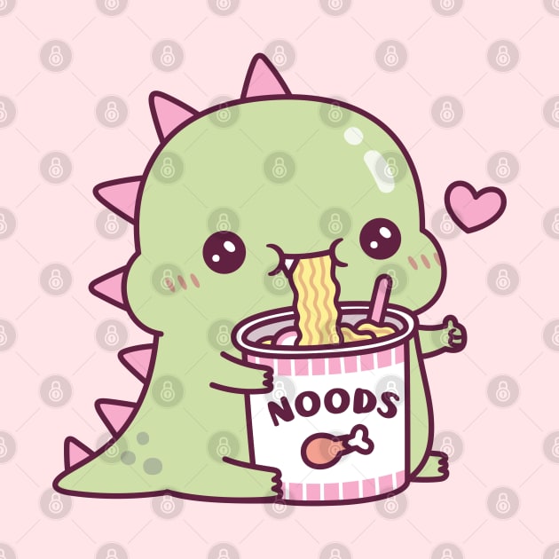 Cute Dino Loves Instant Noodles by rustydoodle