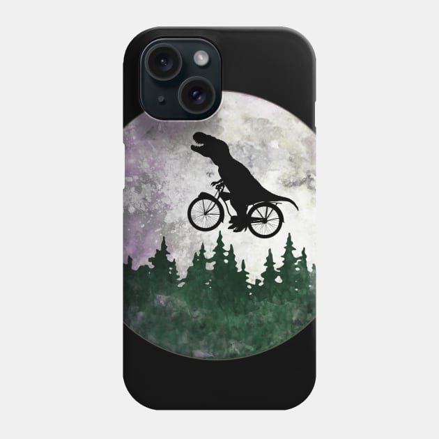 Dinosaur lover cyclist on the moon Phone Case by Collagedream