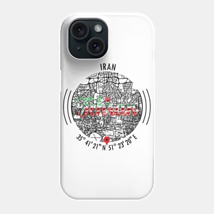 Tehran IRAN Road Map Art - Earth Tones Phone Case