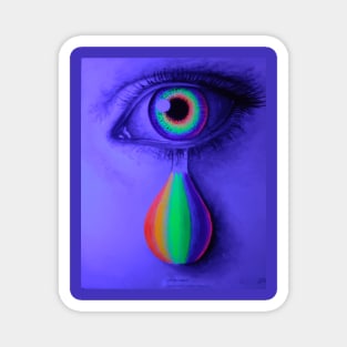 Rainbow tears on blue Magnet