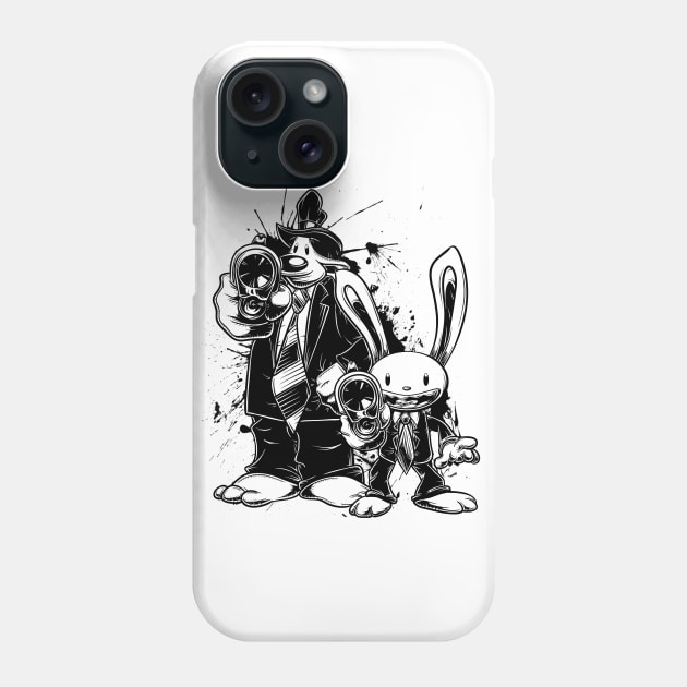 Sam & Max X Pulp Fiction (black) Phone Case by crula