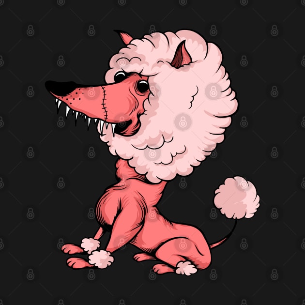 Crazy pink zombie poodle dog cartoon illustration by SpaceWiz95