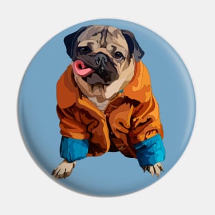 Pug in an autumn coat Pin