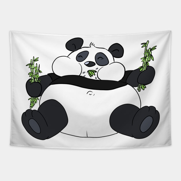 Fatty Panda Eating Bamboo Tapestry by Band of The Pand