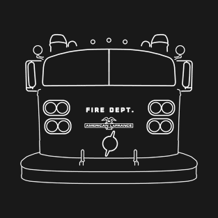 Classic American LaFrance fire engine white outline graphic T-Shirt