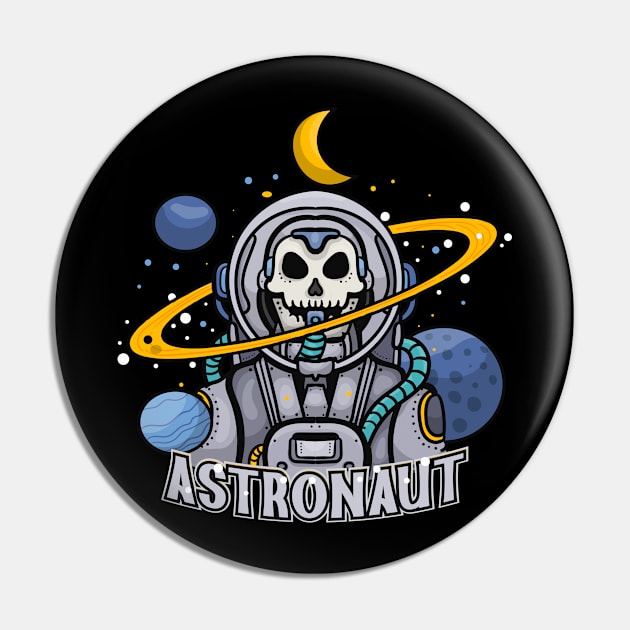 Astronaut skull Pin by Stenau Artwerk