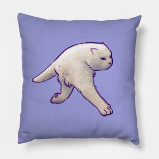 cursed white cat cryptid walking on two legs meme Pillow