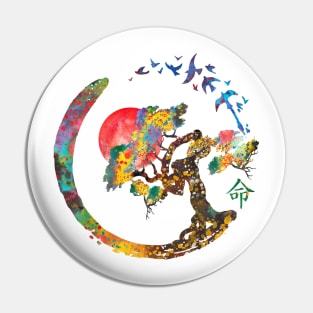 Enso circle and Bonsai tree Pin