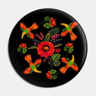 Ukrainian traditional print. Petrykivka painting. Pin