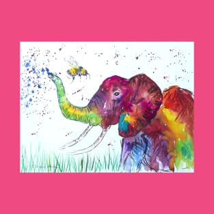 Colourful Elephant and a Bumble bee T-Shirt