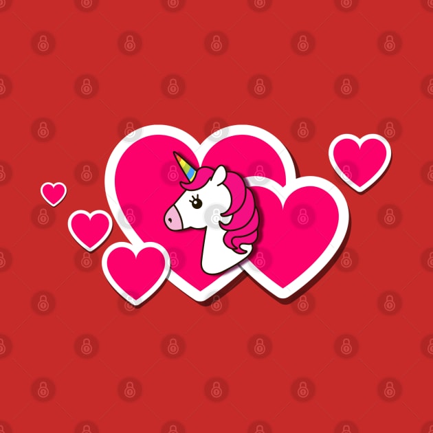 Unicorn Icon with Hearts "I LOVE YOU" by Zadshieli