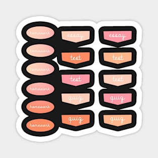 Back to School Pink and Coral Gradient Planner Assignment Labels Magnet