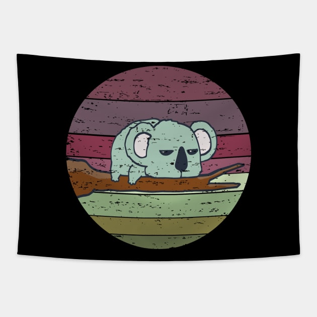 Funny Cute Koala Retro Sunset Distressed Vintage Avocado Rainbow Colors Tapestry by ebayson74@gmail.com