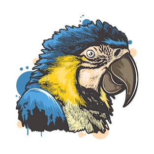 Blue Macaw Parrot - Colorful Exotic Bird Painting T-Shirt