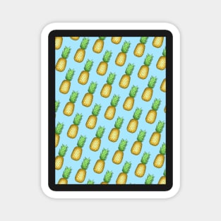 Summer Pineapples Pattern | Blue Background Magnet