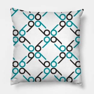 Mid Mod 666 69 Deco Print Pattern Retro Teal White Black Classy Elegant Pillow