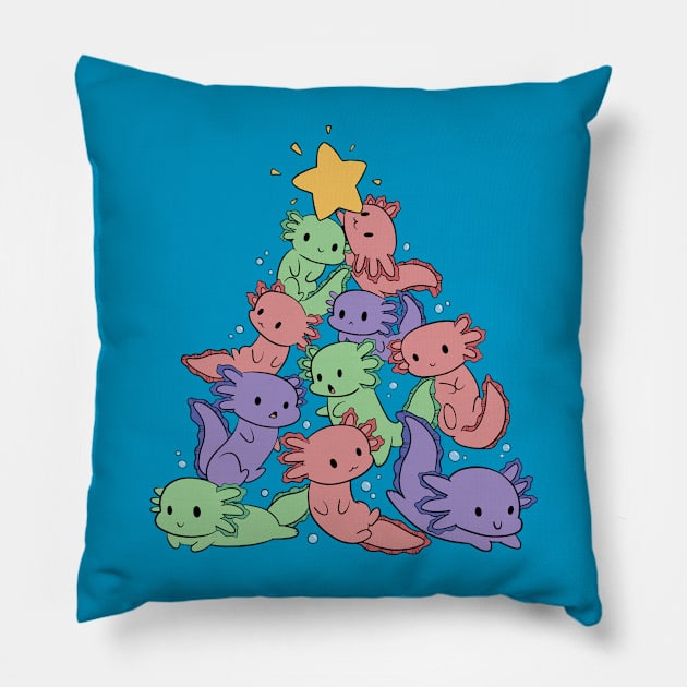 Cute Christmas Tree of Axolotls Pillow by SLAG_Creative