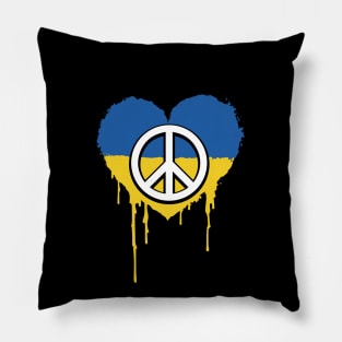 Ukraine flag in a heart shape, peace symbol Pillow