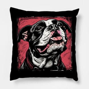 Retro Art American Bully Dog Lover Pillow