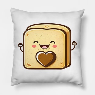 Cute happy funny kawaii toast Pillow