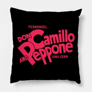 Don Camillo and Peppone Typography Design - Classic Italian Cinema Art Pillow