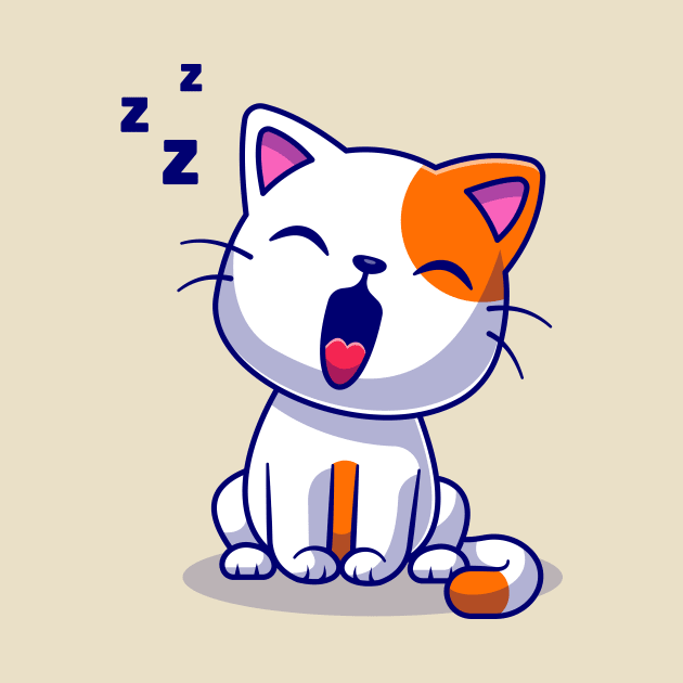 Cute Cat Yawning Sleepy Cartoon by Catalyst Labs