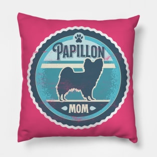 Papillon Mom - Distressed Butterfly Dog Silhouette Design Pillow