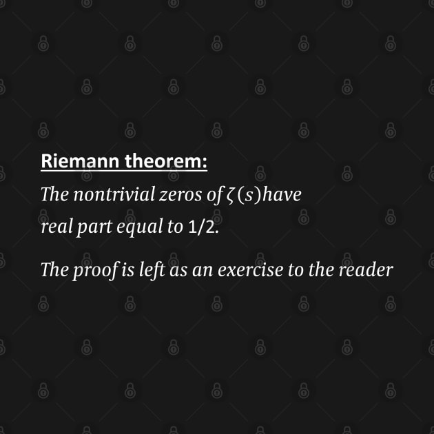 Riemann Hypothesis, proof left as an exercise, funny math by ScienceCorner