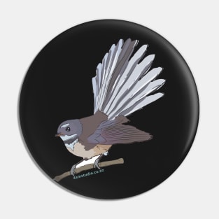 Hand Drawn New Zealand Fantail Bird Pin