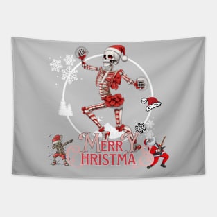 Christmas Dancing Skeletons Santa Tapestry