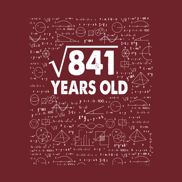 Square Root of 841 29th Birthday 29 Years Old Math Science Lover Gifts Nerdy Geeky Gift Idea by smtworld