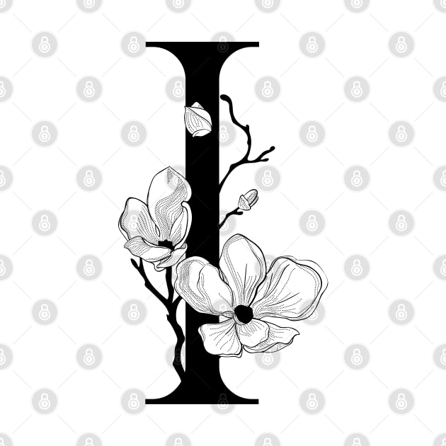 Letter I Monogram - Floral Initial by ZenNature