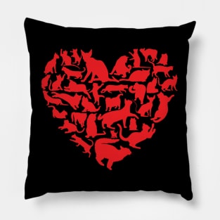 Cat Heart Valentines Day Pillow