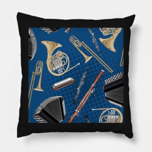 Musical instruments: trombone, horn, accordion, harmonica, bassoon, oboe Pillow