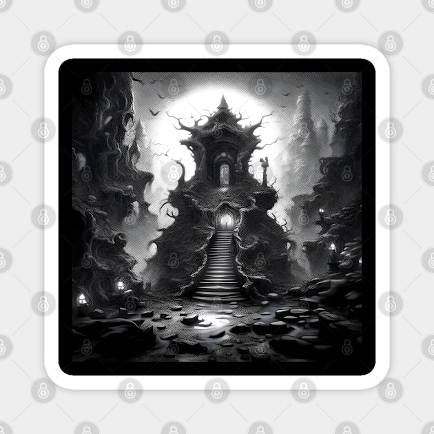Midnight Ascent: Castle of Shadows Magnet by Dark Juliettes