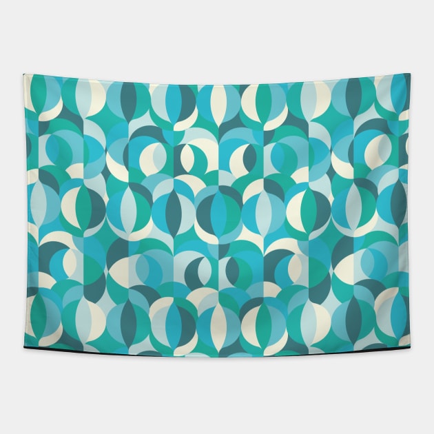 Abstract geometric ocean waves pattern Tapestry by Elemesca