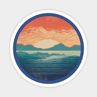 Japanese Hokusai Inspired Ocean Sun Urban T-Shirt Magnet