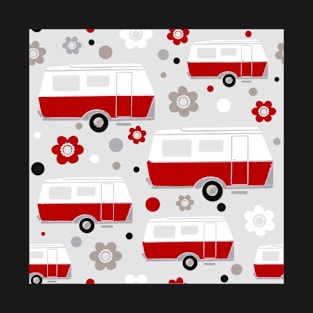 Vintage Caravan in Red, White and Grey T-Shirt