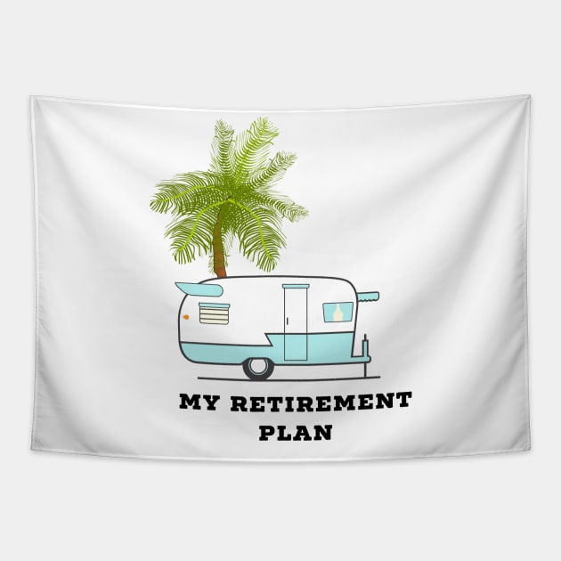 My Retirement Plan RV and Palm Tree Tapestry by CoastalDesignStudios