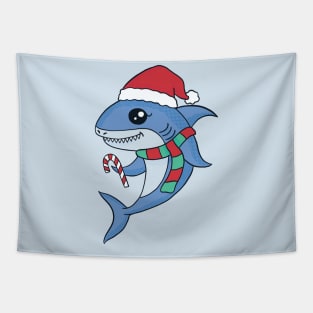 Cute Cartoon Christmas Shark Tapestry