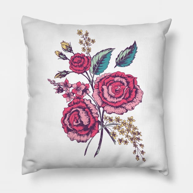 Old Roses Bouquet Pillow by SWON Design