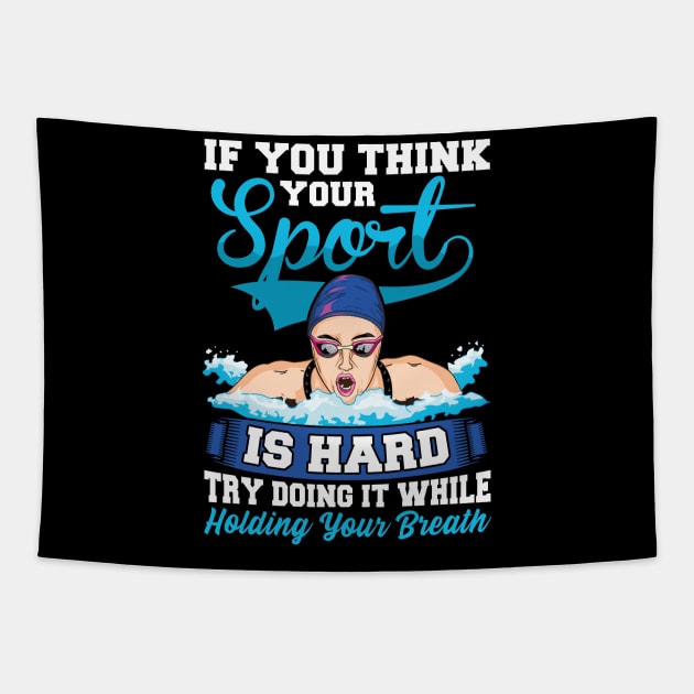 Swim Quotes Gift Swimming tee Swim Coaches Gifts Swimmer Tapestry by Proficient Tees