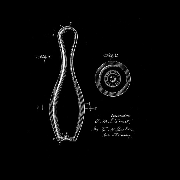 Bowling Pin Vintage Patent Drawing by TheYoungDesigns