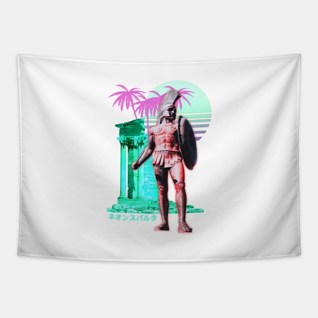 Leonidas Spartan Statue Vaporwave Aesthetic Tapestry by Shirt Vibin