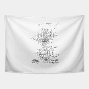 Brass Musical Instrument Vintage Patent Hand Drawing Tapestry