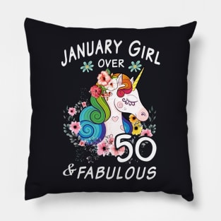 January Girl Over 50 And Fabulous Animals Beautiful Sexy Ladies Unicorn Pillow