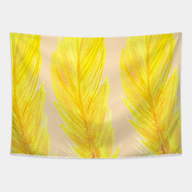 Boho golden feather pattern Tapestry by Word and Saying