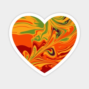 Warm Summer Abstract Melt Artwork Heart Magnet