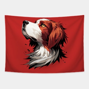 Stunning and Cool Irish Red and White Setter Monochrome and Gold Portrait for Father's Day Tapestry